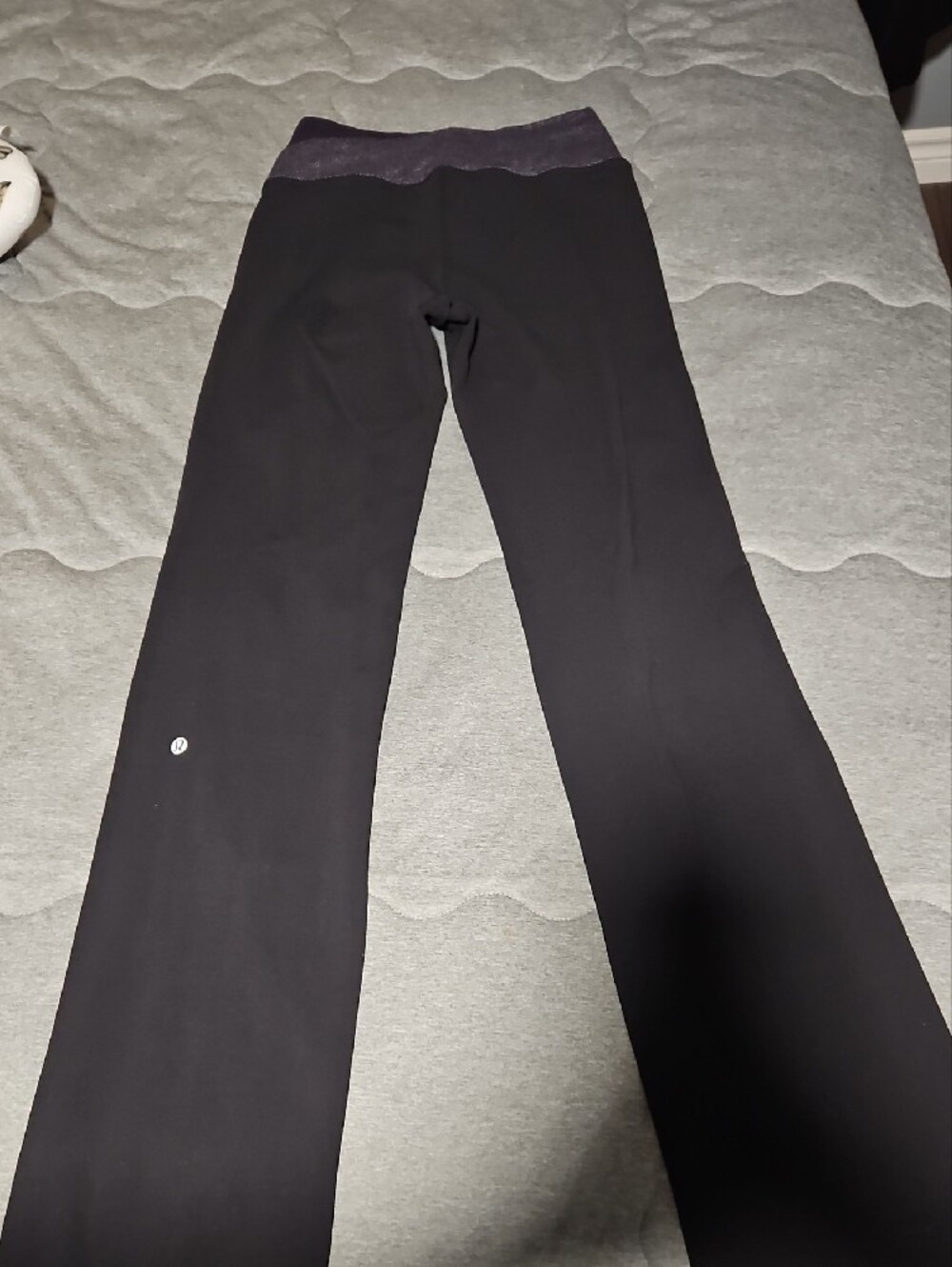 lululemon athletica Black Boot-Cut Yoga Pants with Purple Foldover Waistband - Picture 5 of 5